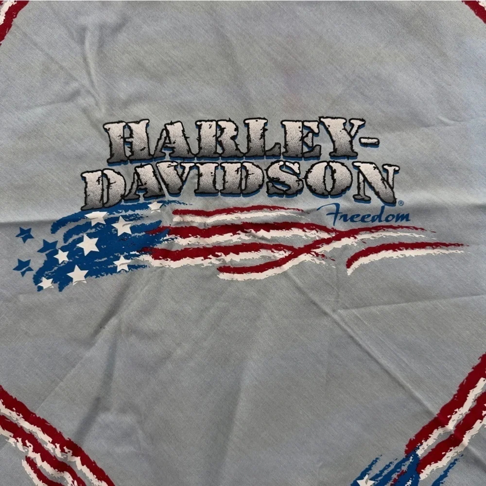 Y2K 03 VTG Harley-Davidson Gray “Freedom” Bandana with Red White and Blue 🇺🇸